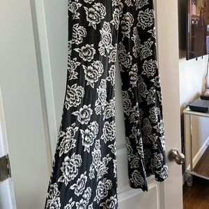 Flowered bell bottom pants